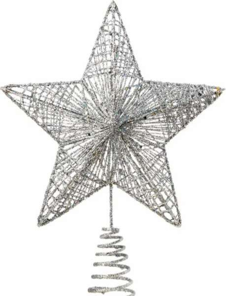 * Joiedomi Christmas Glittery Silver Light Up Star Tree Topper | Christmas Tree Decorations