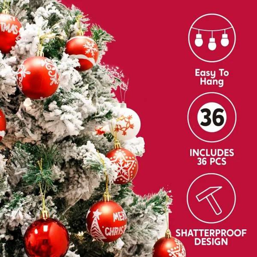 * Joiedomi 36Pcs Shatterproof Red And White Christmas Ball Ornaments | Christmas Ornaments