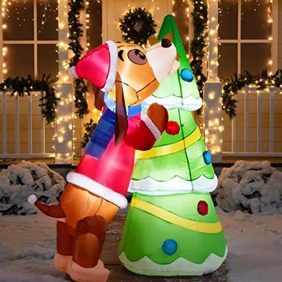 * Joiedomi 6Ft Led Christmas Puppy Inflatable Putting A Tree Topper | Christmas Inflatables