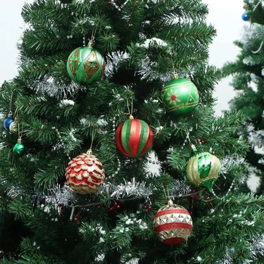 * Joiedomi 18Pcs Red Green & Gold Glitter Ball Ornaments | Christmas Ornaments