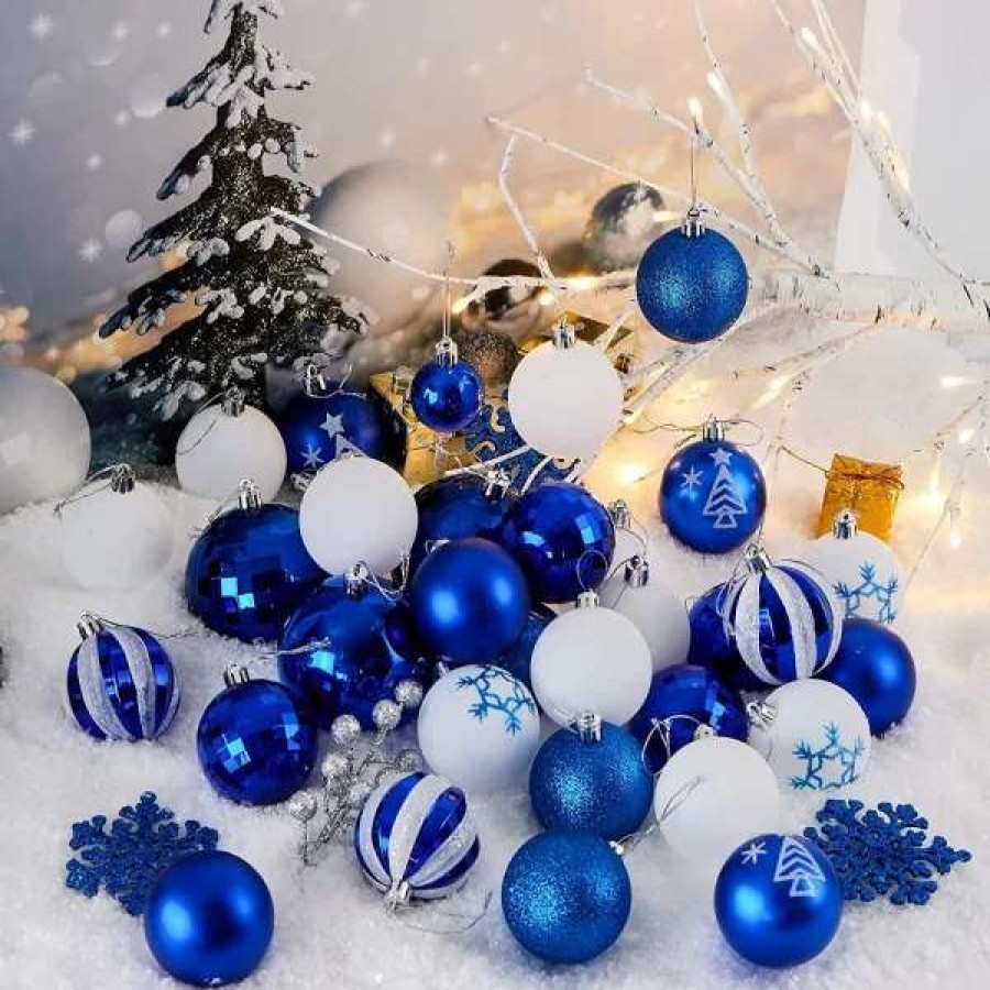 * Joiedomi 50Pcs Dark Blue And White Christmas Ball Ornaments | Christmas Ornaments