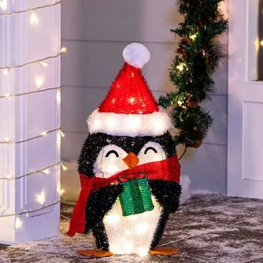 * Joiedomi 80 Led Tinsel Penguin Christmas Yard Lights 21In | Christmas Outdoor Decor