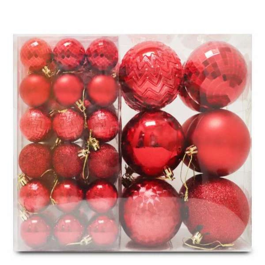 * Joiedomi 46 Pcs Assorted Size Red Christmas Balls Ornaments | Christmas Ornaments