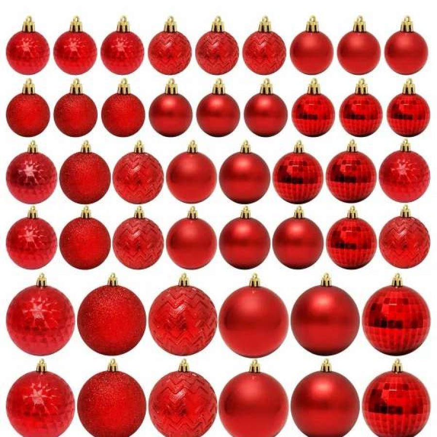 * Joiedomi 46 Pcs Assorted Size Red Christmas Balls Ornaments | Christmas Ornaments