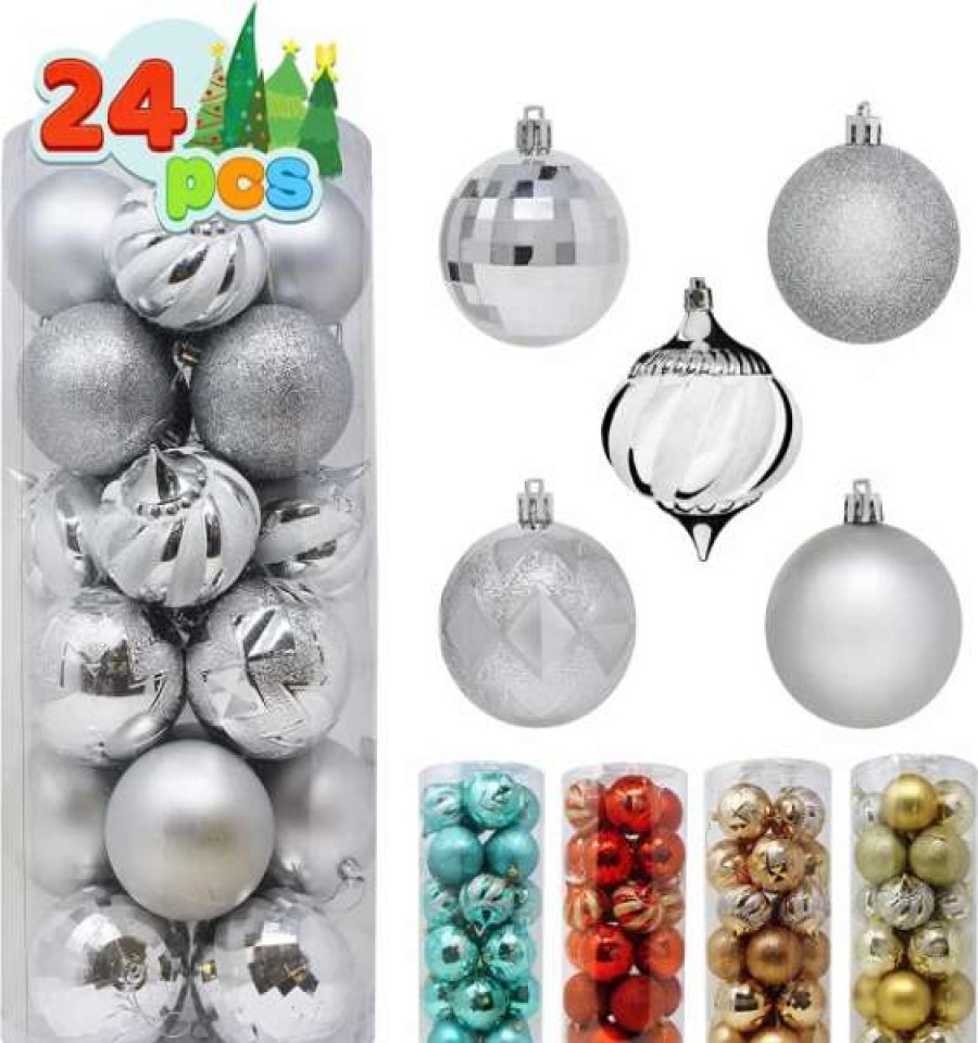 * Joiedomi 24Pcs Silver Shatterproof Christmas Ball Ornaments 3.15In | Christmas Ornaments