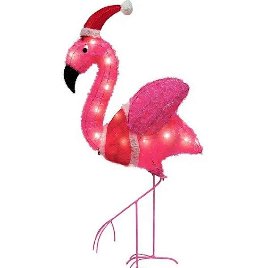 * Joiedomi 3Ft 30 Led Tinsel Flamingo With Christmas Hat | Christmas Outdoor Decor