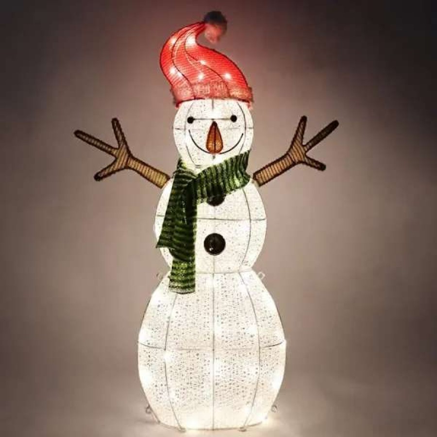 * Joiedomi 80 Led Cotton Snowman With Christmas Hat 3.5Ft | Christmas Outdoor Decor