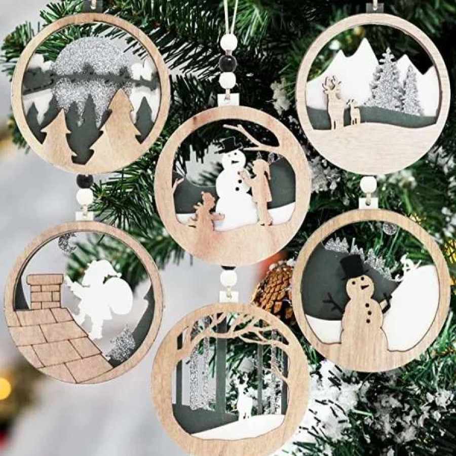 * Joiedomi 6Pcs Hanging Wooden Christmas Ornaments | Christmas Ornaments