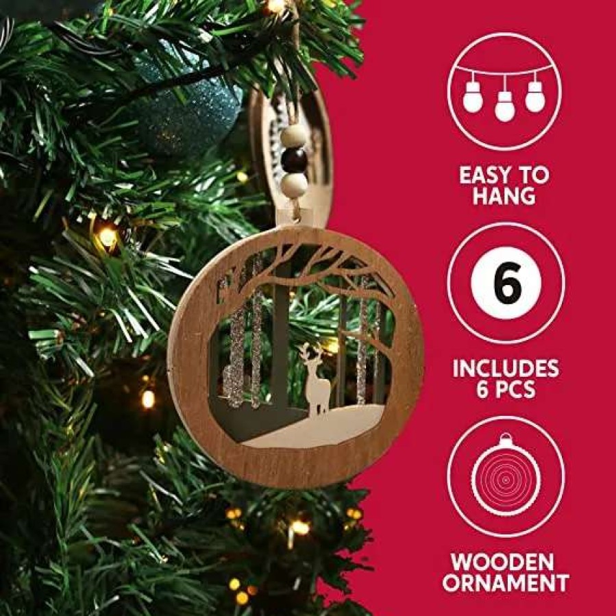 * Joiedomi 6Pcs Hanging Wooden Christmas Ornaments | Christmas Ornaments