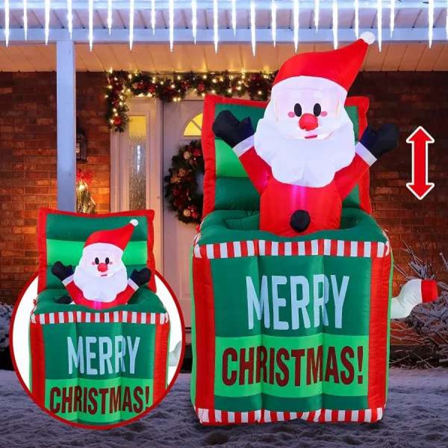 * Joiedomi 4Ft Inflatable Led Santa In The Box | Christmas Inflatables