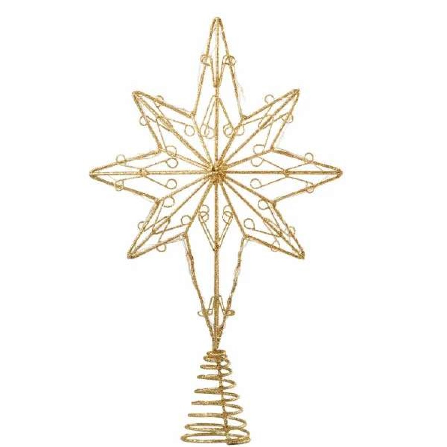 * Joiedomi Gold Eight-Point Star Tree Topper, Warm White | Christmas Tree Decorations