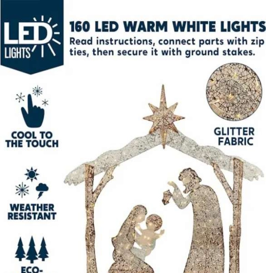 * Joiedomi 5Ft 160 Led Fabric Nativity Scene Warm White | Christmas Outdoor Decor