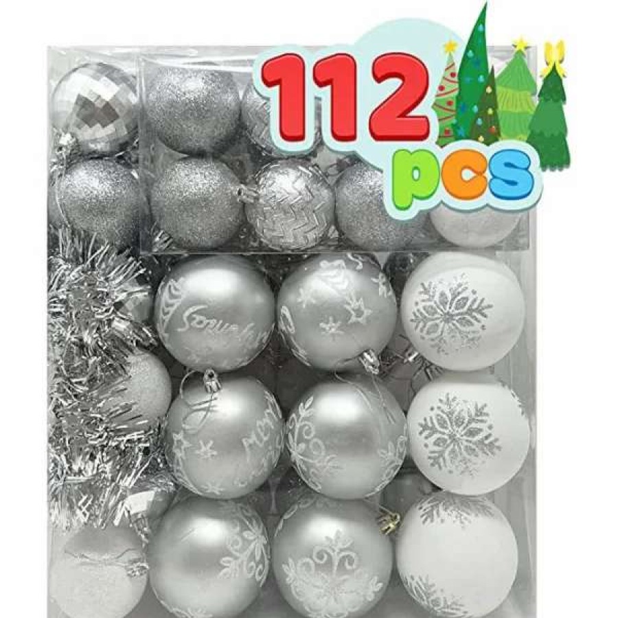 * Joiedomi 112Pcs Silver And White Christmas Ornament Balls | Christmas Ornaments