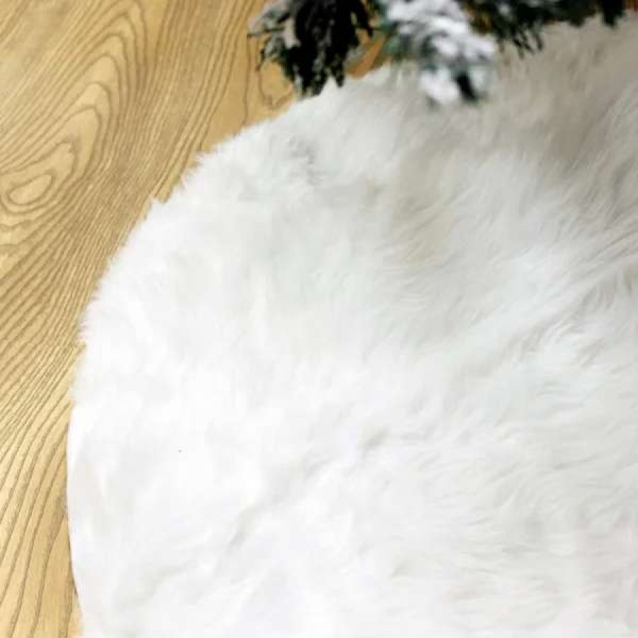 * Joiedomi Faux White Fur Christmas Tree Skirt 48In | Christmas Tree Decorations