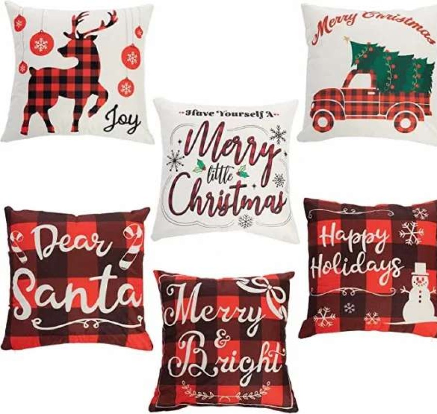 * Joyin 6Pcs Christmas Buffalo Plaid Pillow Covers | Christmas Indoor Decor