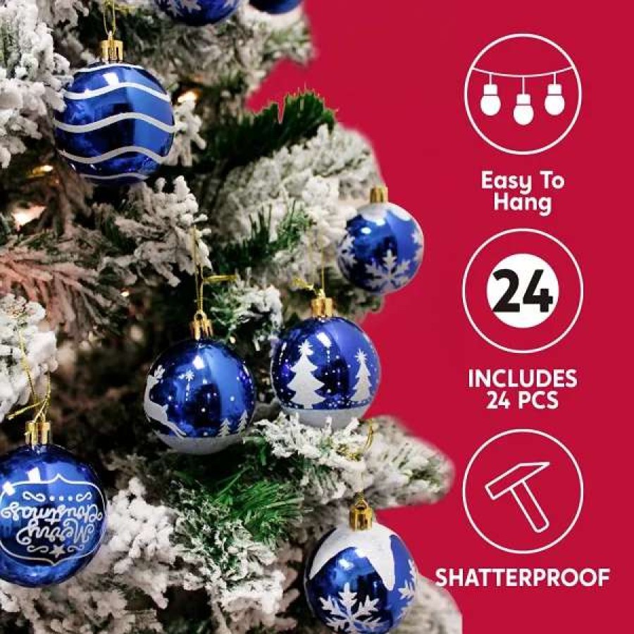 * Joiedomi 24Pcs Blue And White Christmas Ball Ornaments | Christmas Ornaments