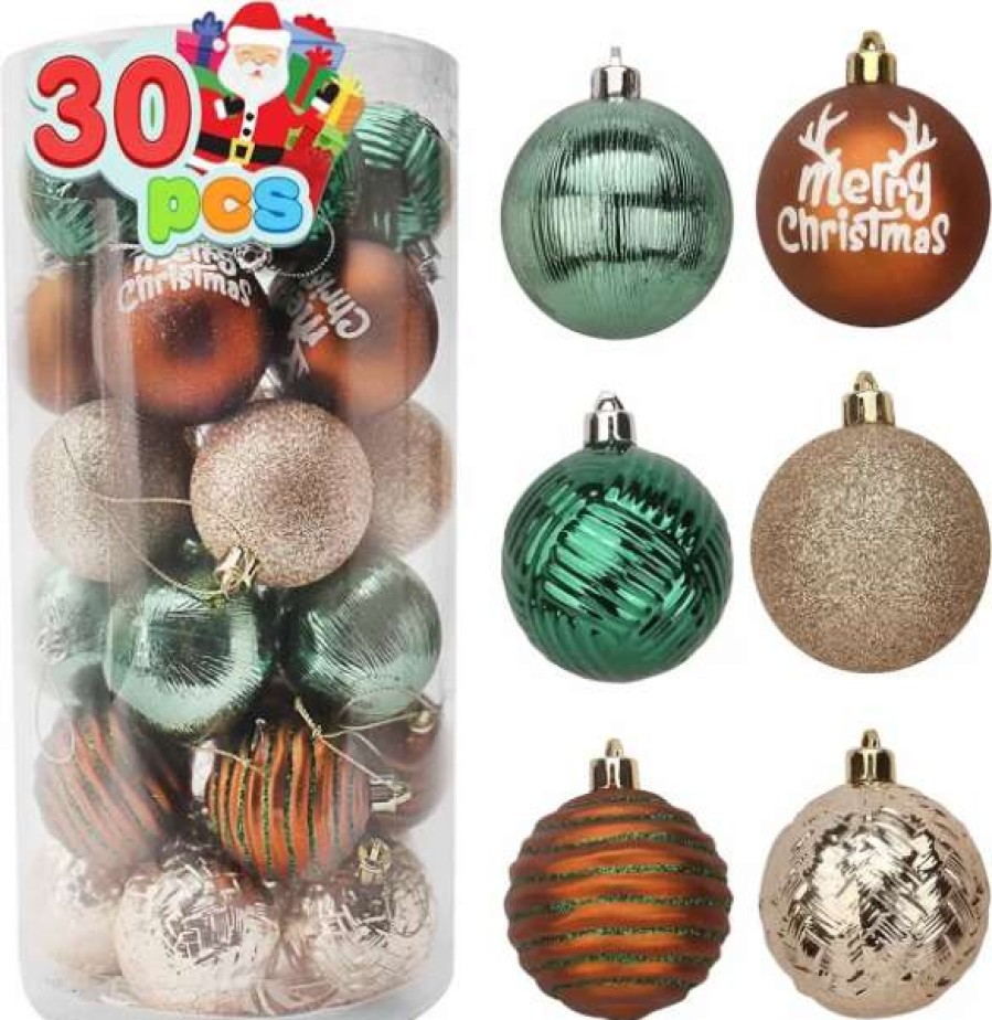 * Joiedomi 30Pcs Green And Gold Christmas Ornaments 2.36In | Christmas Ornaments