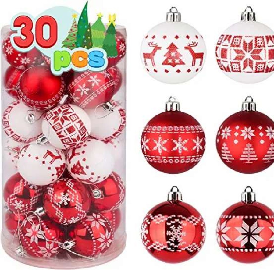 * Joiedomi 30Pcs Red And White Christmas Ball Ornaments | Christmas Ornaments