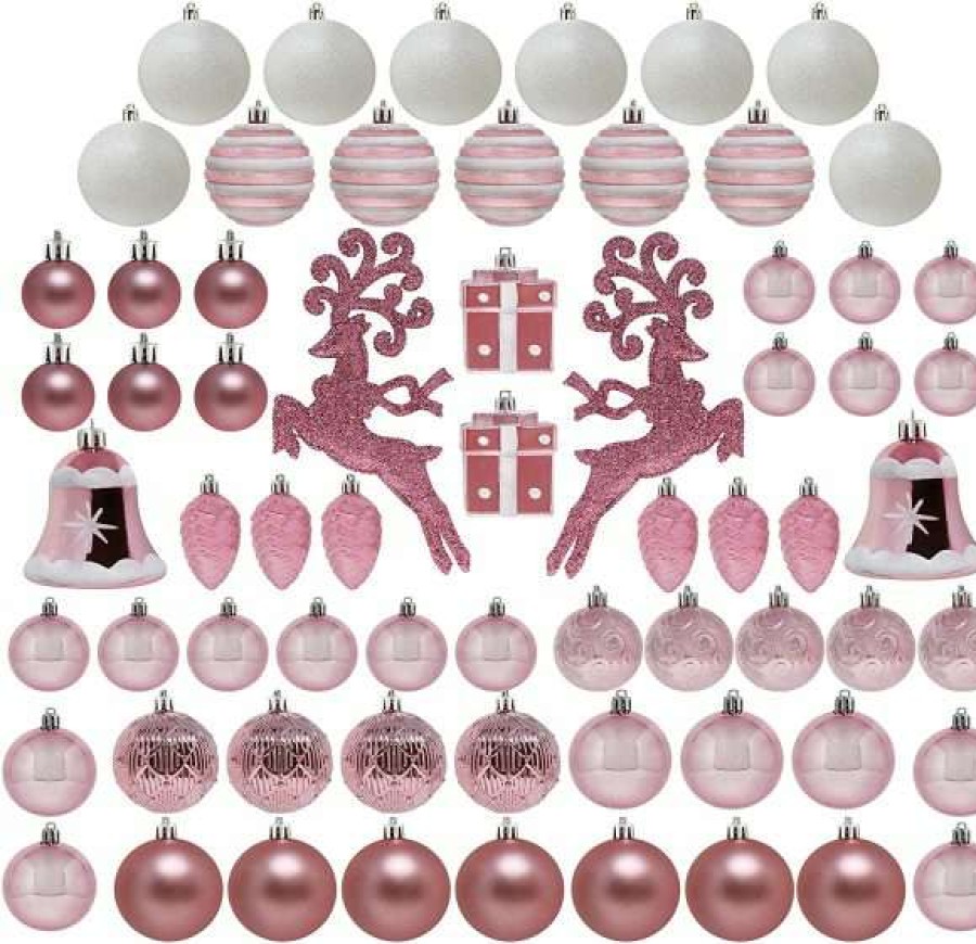 * Joiedomi 66Pcs Pink & White Assorted Christmas Ornaments | Christmas Ornaments