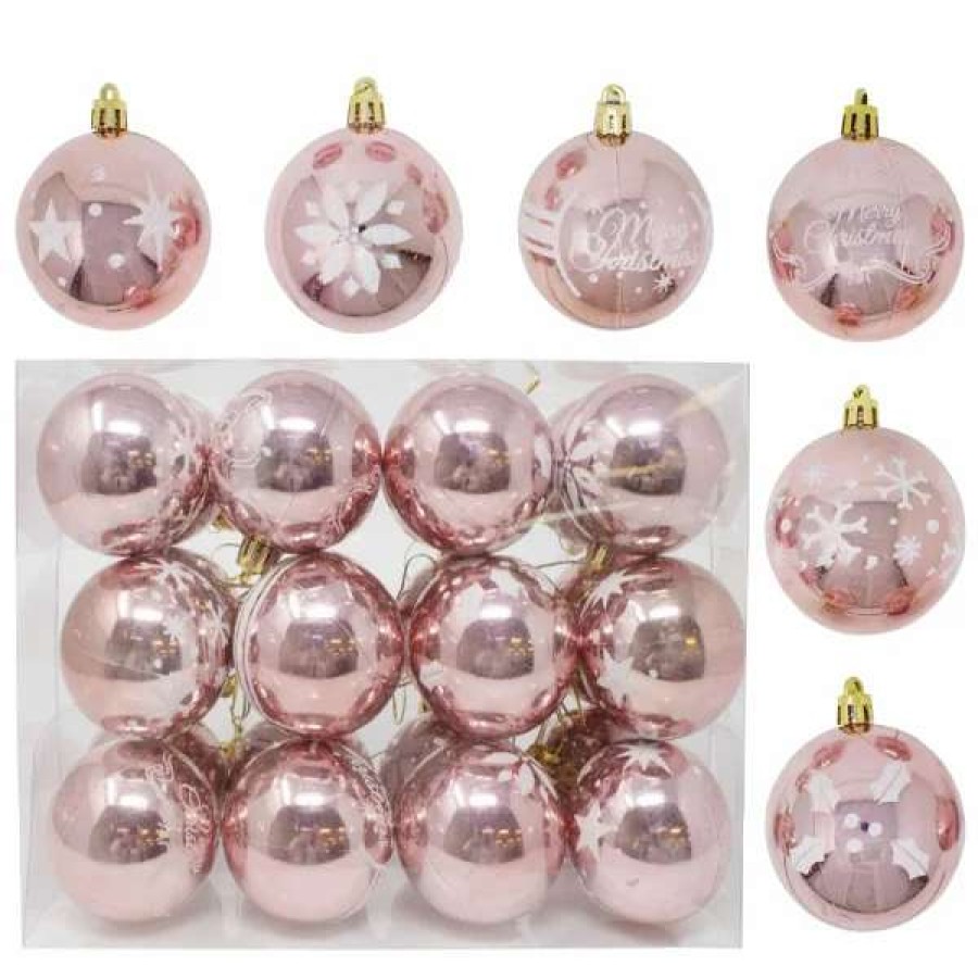 * Joiedomi 24Pcs Glitter Rose Gold Christmas Ball Ornaments 2.36In | Christmas Ornaments