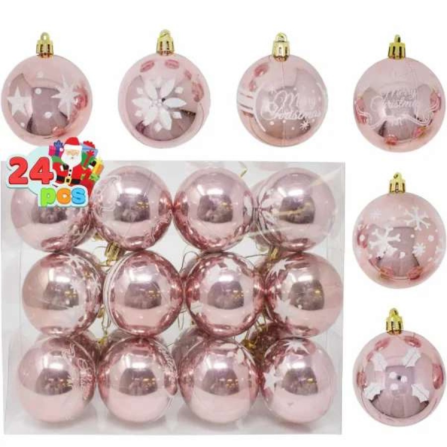 * Joiedomi 24Pcs Glitter Rose Gold Christmas Ball Ornaments 2.36In | Christmas Ornaments