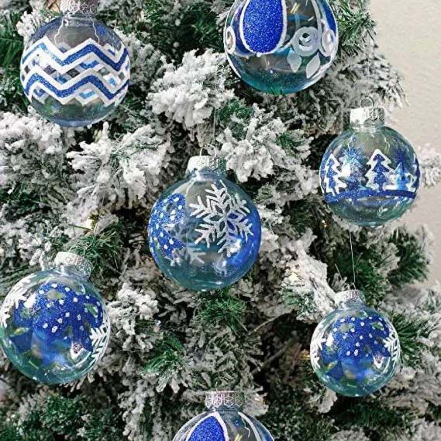 * Joiedomi 12Pcs Blue And White Clear Christmas Ball Ornaments | Christmas Ornaments