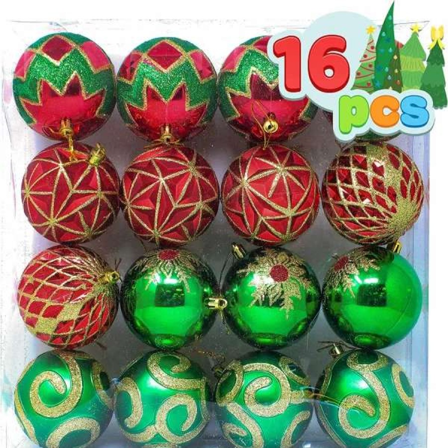 * Joiedomi 16Pcs Red Green & Gold Christmas Ornaments | Christmas Ornaments