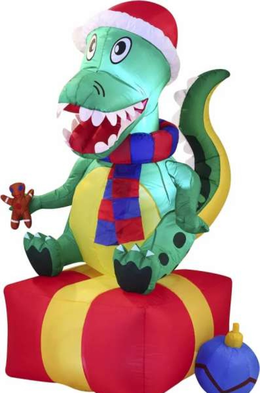 * Joiedomi 6Ft Inflatable Led Christmas Dinosaur Sitting On A Gift | Christmas Inflatables