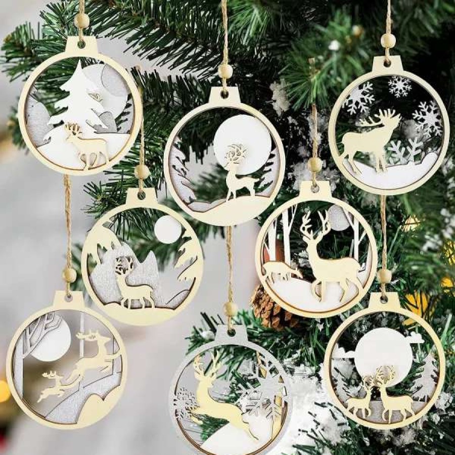 * Joiedomi 24Pcs Christmas Wooden Reindeer Ornaments | Christmas Ornaments