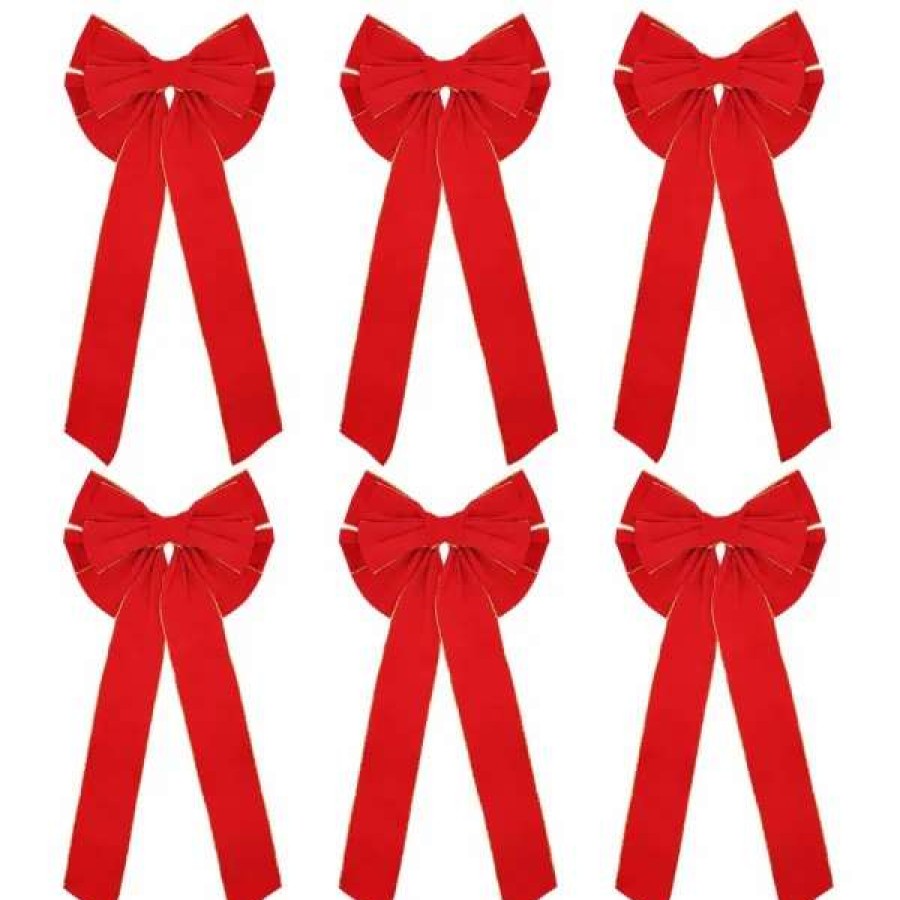 * Joiedomi Premium Red Velvet Bows With Gold Wired Edge | Christmas Tree Decorations