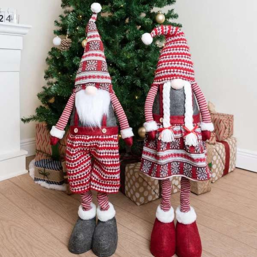 * Joyin Long Leg Standing Gnome Couple(Knitting Style) 40In | Christmas Indoor Decor