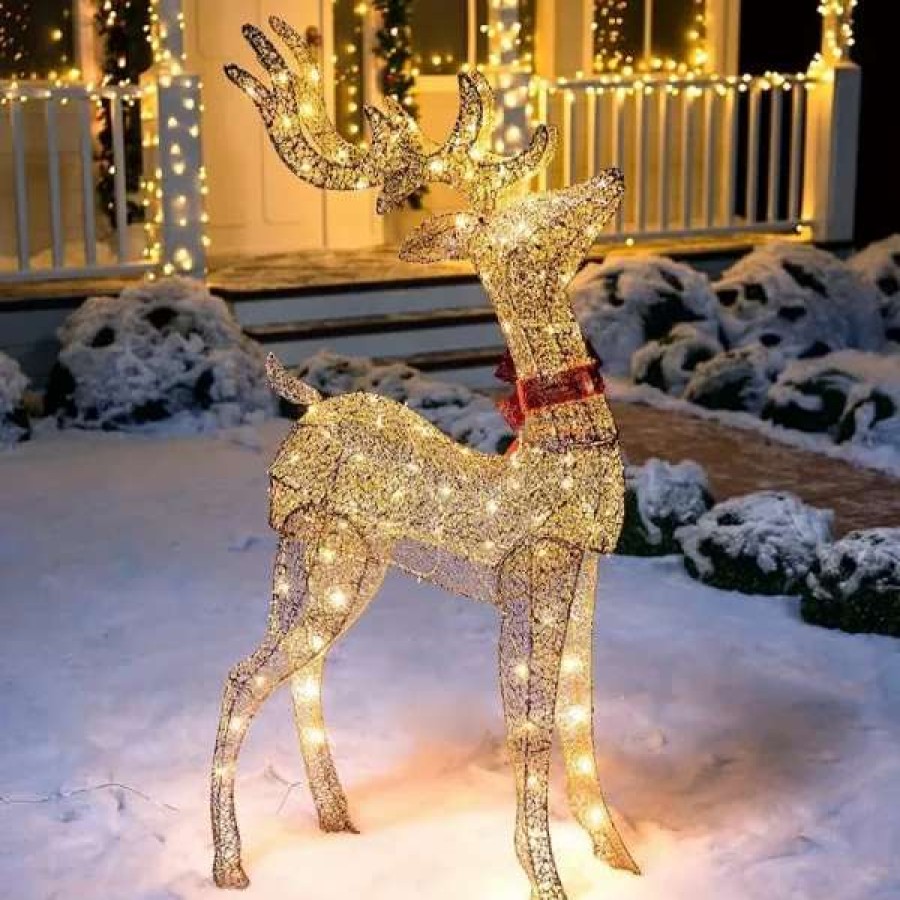 * Joiedomi 5Ft 100 Led Yard Lights Fabric Champagne Buck | Christmas Outdoor Decor