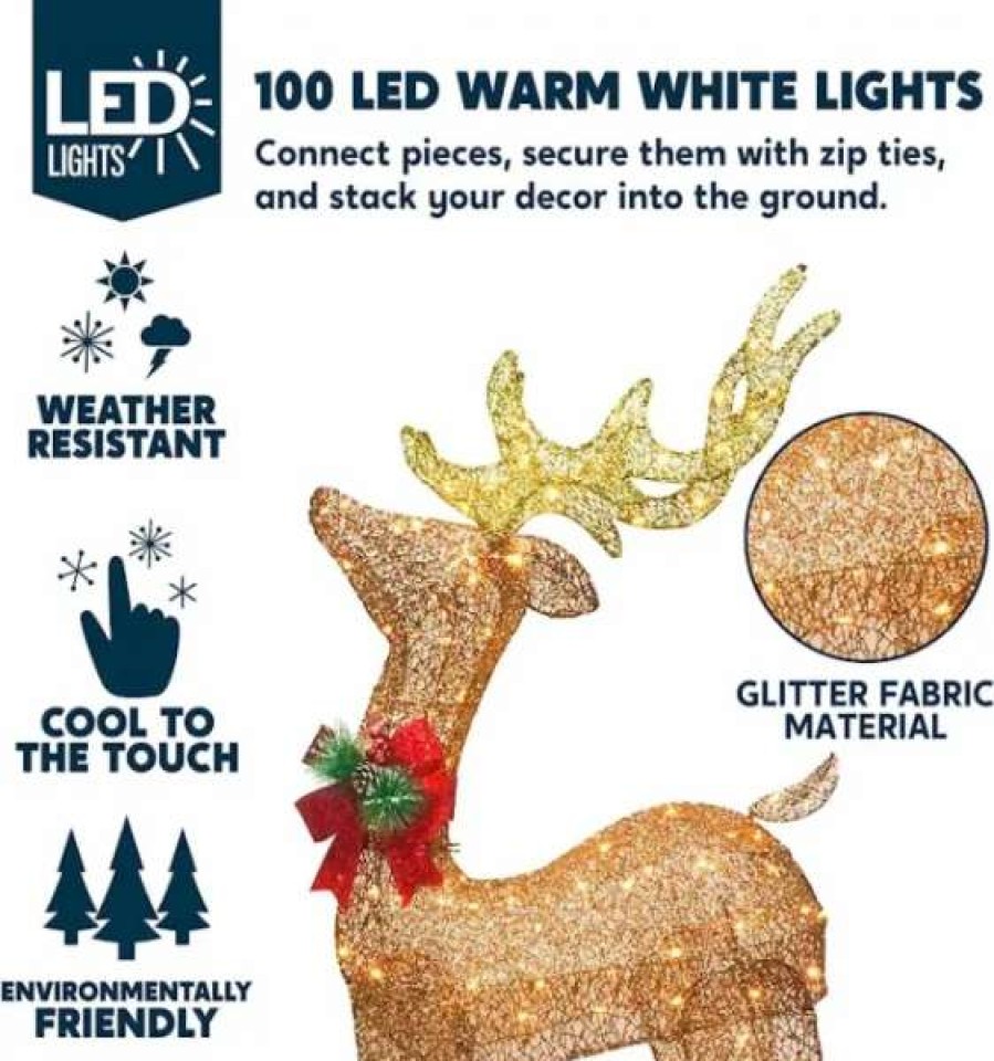 * Joiedomi 5Ft 100 Led Yard Lights Fabric Champagne Buck | Christmas Outdoor Decor