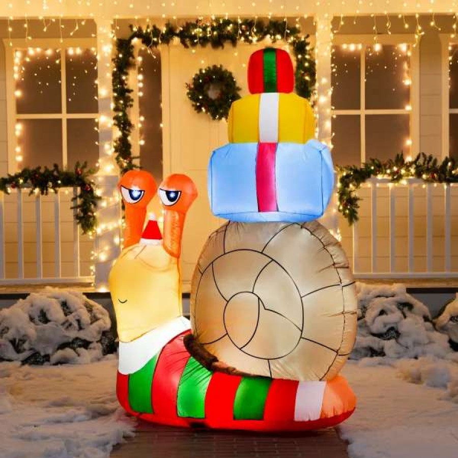 * Joiedomi 6Ft Inflatable Led Snail With A Stack Of Gifts | Christmas Inflatables