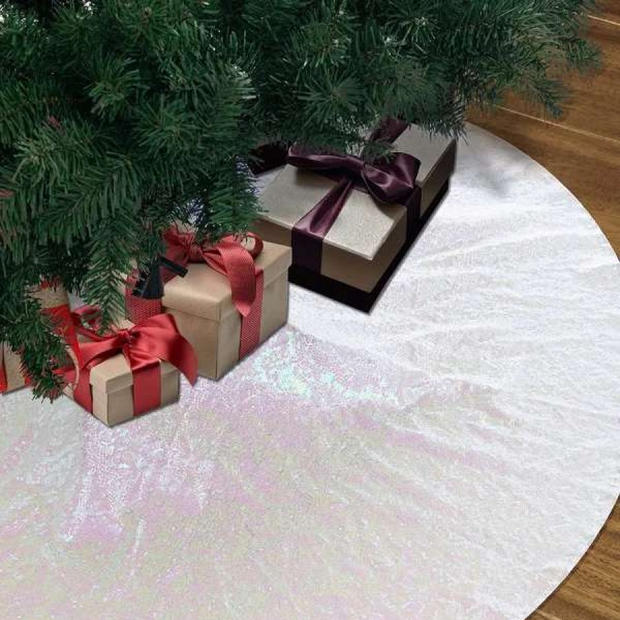 * Joyin White Sequin Christmas Tree Skirt 48In | Christmas Tree Decorations