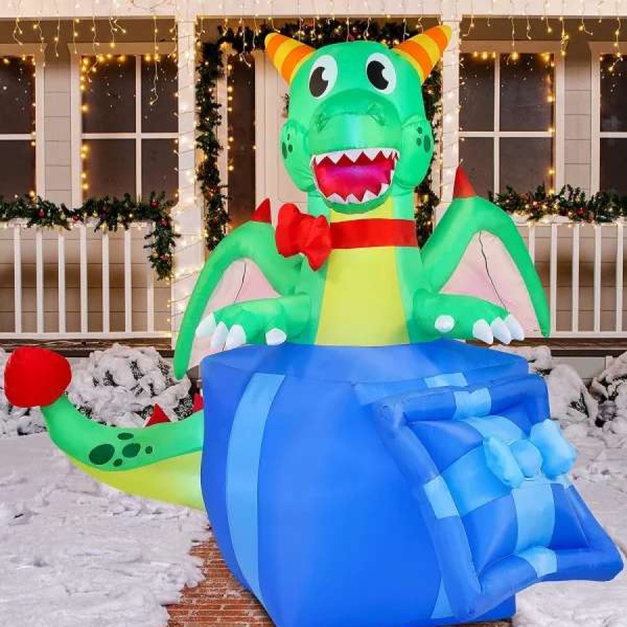 * Joiedomi 6Ft Led Christmas Dragon Inflatable In A Gift Box | Christmas Inflatables