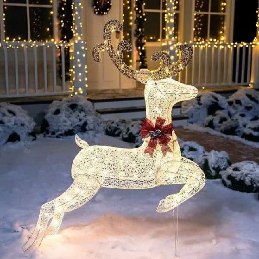 * Joiedomi 5Ft Fabric White Buck Christmas Yard Light | Christmas Outdoor Decor