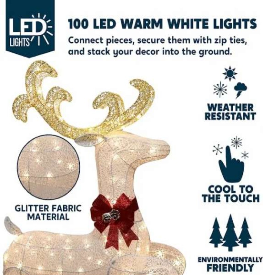 * Joiedomi 5Ft Fabric White Buck Christmas Yard Light | Christmas Outdoor Decor