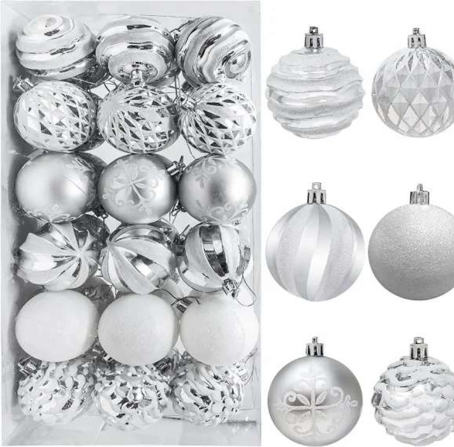 * Joiedomi 36Pcs White And Silver Christmas Ball Ornaments | Christmas Ornaments