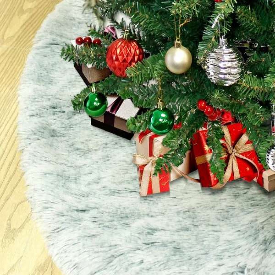 * Joiedomi Faux Fur Christmas Tree Skirt Grey 48In | Christmas Tree Decorations