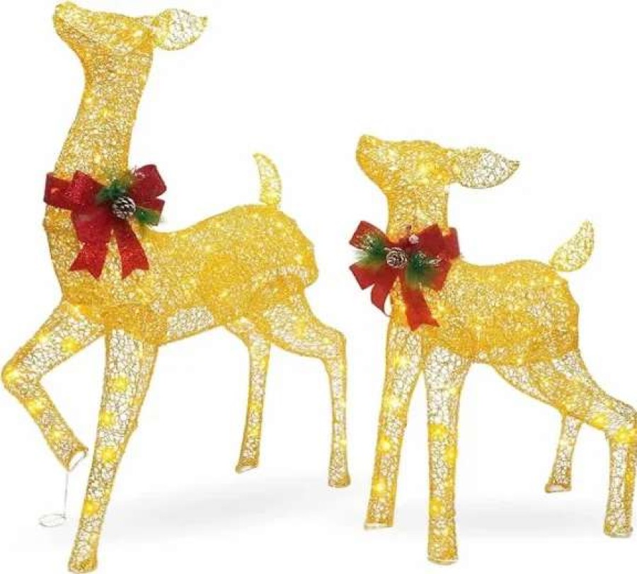 * Joiedomi 2Pcs 130 Led Fabric Doe And Fawn Christmas Lights | Christmas Outdoor Decor