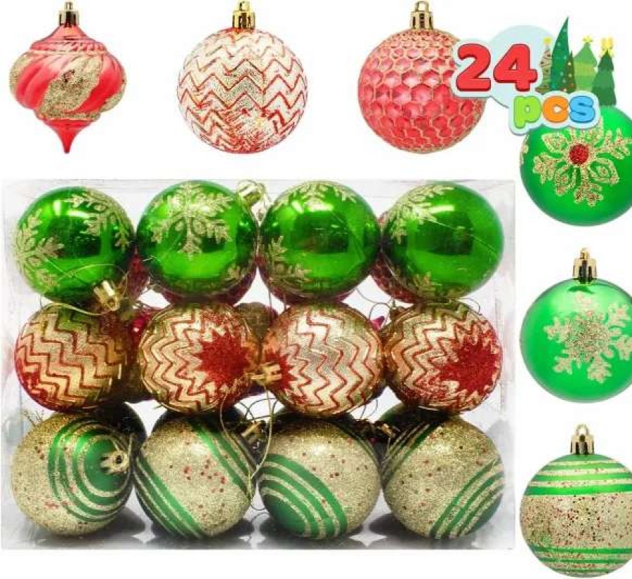 * Joiedomi 24Pcs Red Green And Gold Christmas Ball Ornaments | Christmas Ornaments