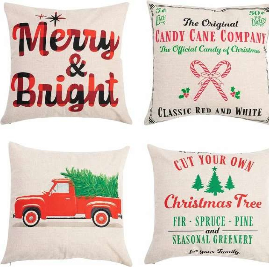 * Joyin 4Pcs Christmas Classic Pillow Cover | Christmas Indoor Decor