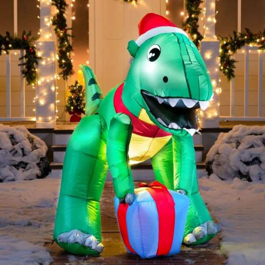 * Joiedomi 5Ft Led Giant Christmas Inflatable Dinosaur | Christmas Inflatables