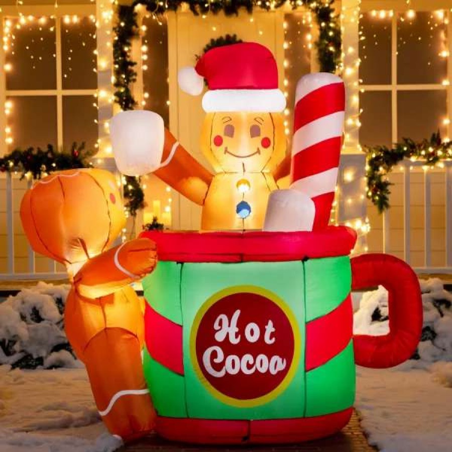 * Joiedomi 6Ft Inflatable Gingerbread Man In Hot Cocoa Mug | Christmas Inflatables