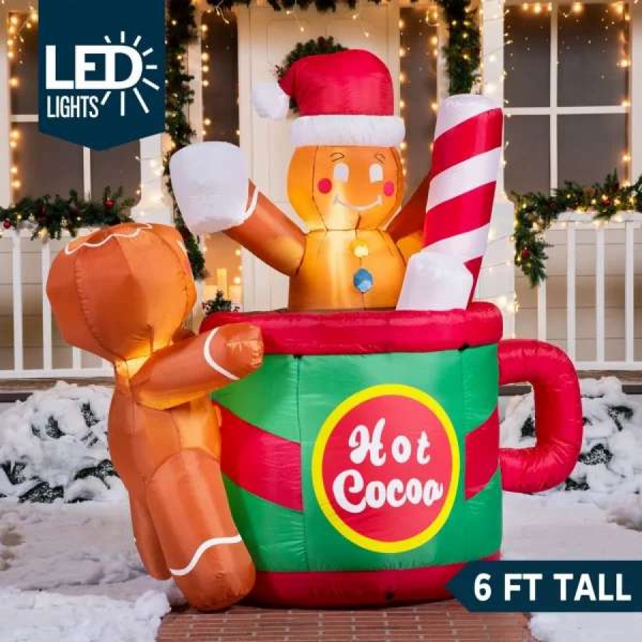 * Joiedomi 6Ft Inflatable Gingerbread Man In Hot Cocoa Mug | Christmas Inflatables