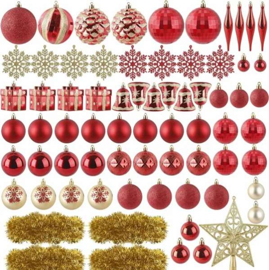 * Joiedomi 110Pcs Red And Gold Christmas Ornament Balls | Christmas Ornaments