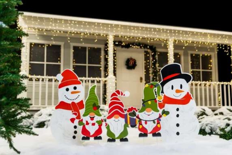 * Joyin 5Pcs Snowman And Gnomes Christmas Yard Signs Decor | Christmas Outdoor Decor