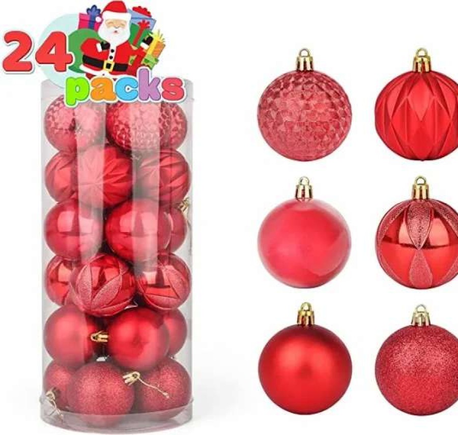 * Joiedomi 24Pcs Red Christmas Ball Ornaments | Christmas Ornaments