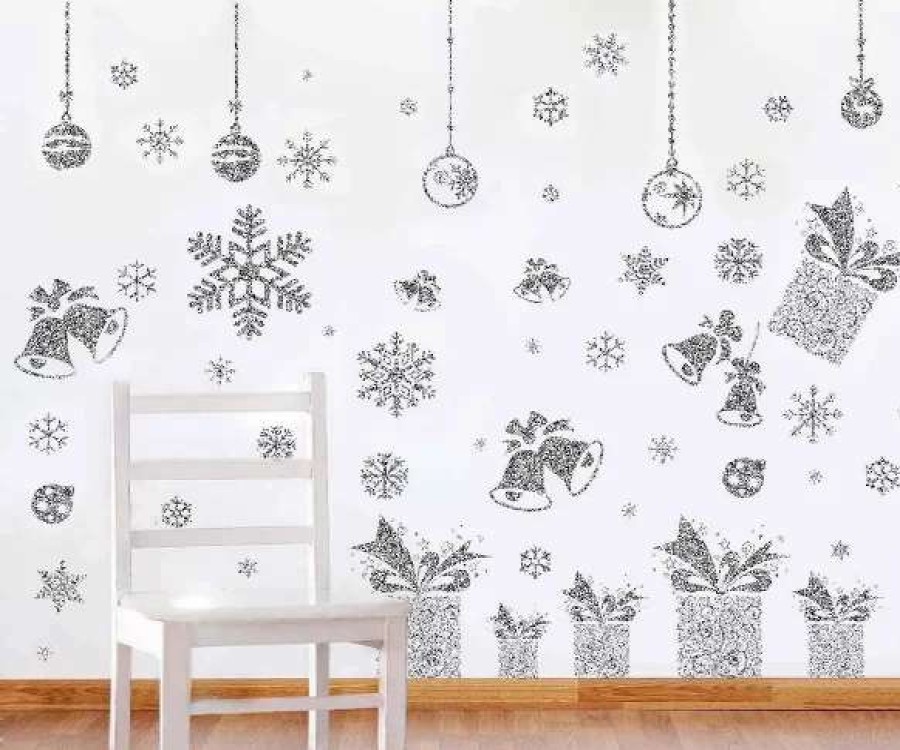 * Joyin Christmas Glitter Snowflakes Window Wall Stickers | Christmas Indoor Decor